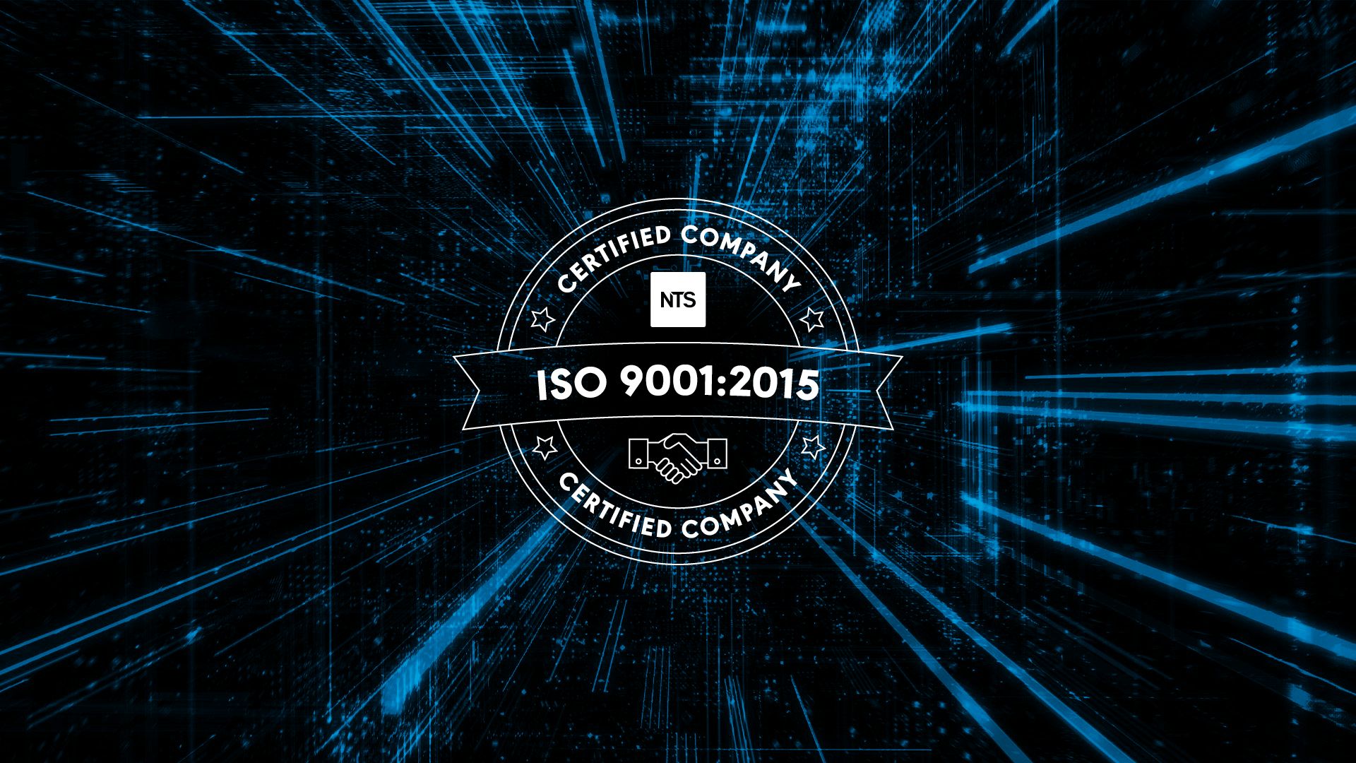 Logo von ISO-Zertifizierung 9001 auf schwarzem Hintergrund